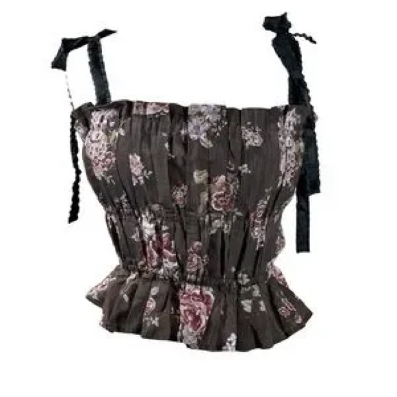 H&M Floral Ruffle Blouse - Brown and Pink - Picture 4 of 4